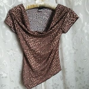 Dynamite Top brown leopard print small top